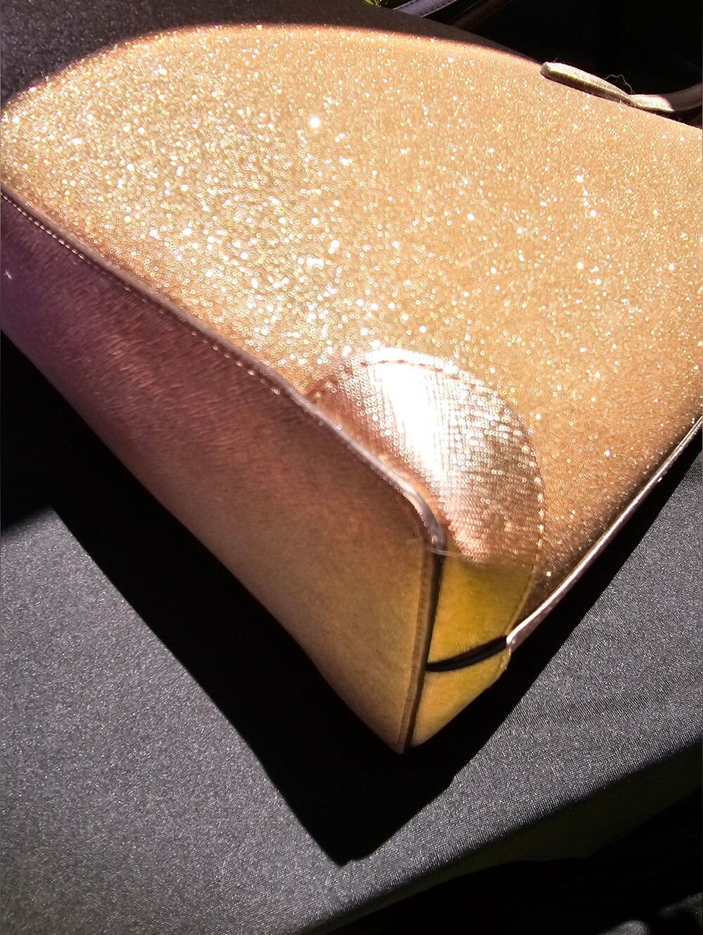 Kate Spade Shimmer Rose Gold Glitter Zip Top Tote Bag - Picture 9 of 12